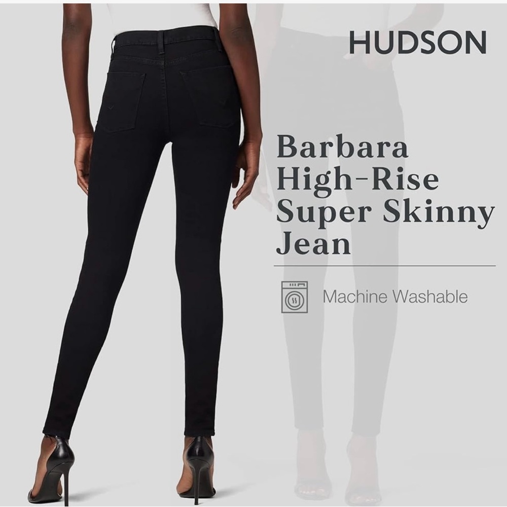 Hudson Barbara Hi Rise Skinny Jeans in Black Sizes 25 & 26 or US 0 & 2 - Picture 10 of 14